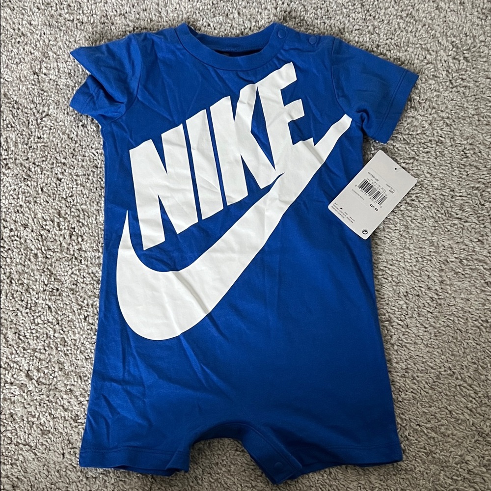 Nike Infant Blue Romper with White Logo